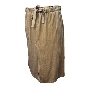 Mossimo Velvet Midi Skirt Lt.‎ Brown Tan M Drawstring Waist Whimsigoth Fairy Y2K